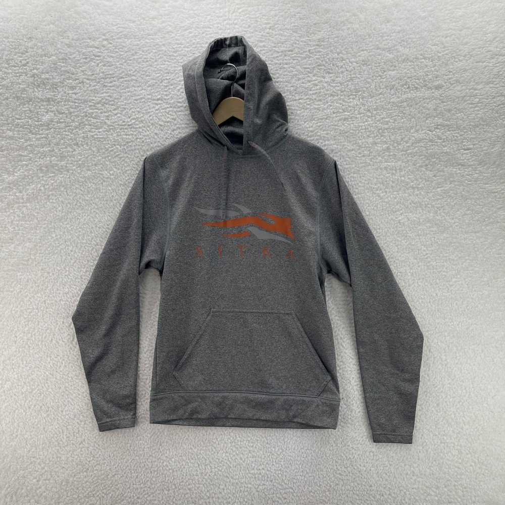 Sitka Hoodie Mens S Gray Orange Sweatshirt Hunting Outdoor Hiking Gorpcore